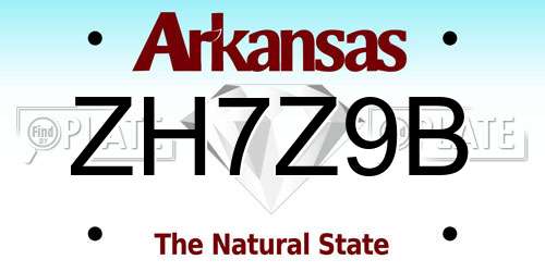 ZH7Z9B Arkansas License Plate