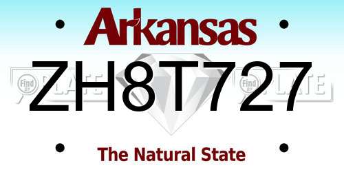 ZH8T727 Arkansas License Plate
