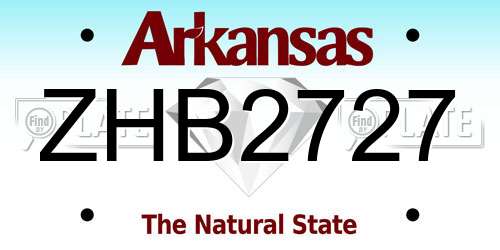 ZHB2727 Arkansas License Plate