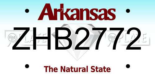 ZHB2772 Arkansas License Plate