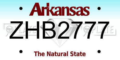 ZHB2777 Arkansas License Plate