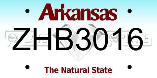 ZHB3016 Arkansas License Plate