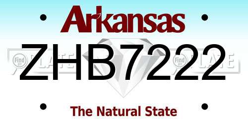 ZHB7222 Arkansas License Plate