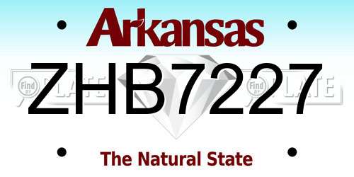ZHB7227 Arkansas License Plate