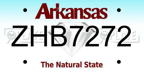 ZHB7272 Arkansas License Plate