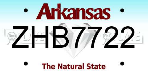 ZHB7722 Arkansas License Plate