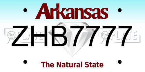 ZHB7777 Arkansas License Plate