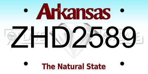 ZHD2589 Arkansas License Plate