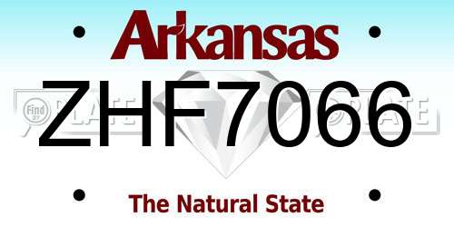 ZHF7066 Arkansas License Plate
