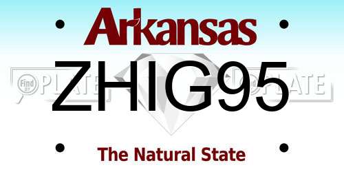 ZHIG95 Arkansas License Plate