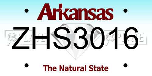 ZHS3016 Arkansas License Plate