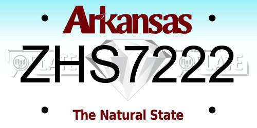 ZHS7222 Arkansas License Plate