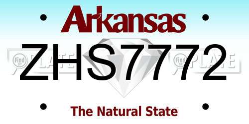 ZHS7772 Arkansas License Plate