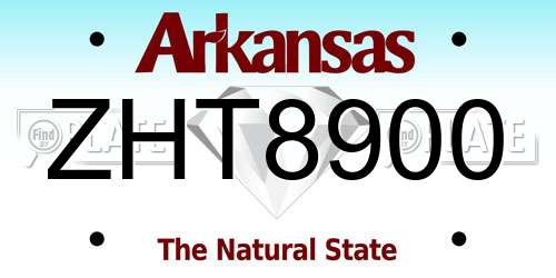 ZHT8900 Arkansas License Plate