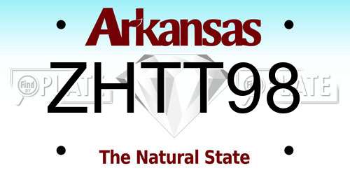 ZHTT98 Arkansas License Plate