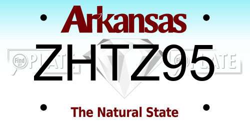 ZHTZ95 Arkansas License Plate