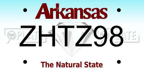 ZHTZ98 Arkansas License Plate