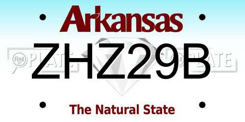 ZHZ29B Arkansas License Plate