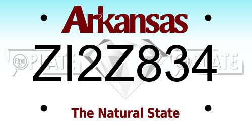 ZI2Z834 Arkansas License Plate