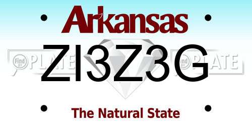 ZI3Z3G Arkansas License Plate