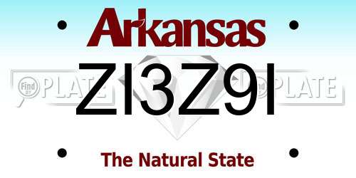 ZI3Z9I Arkansas License Plate