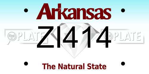 ZI414 Arkansas License Plate