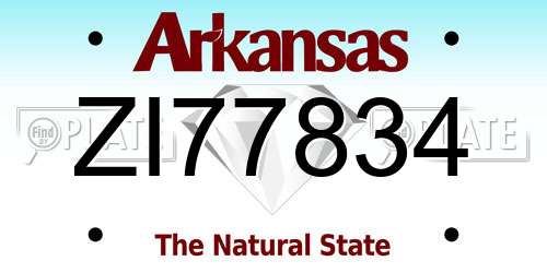 ZI77834 Arkansas License Plate