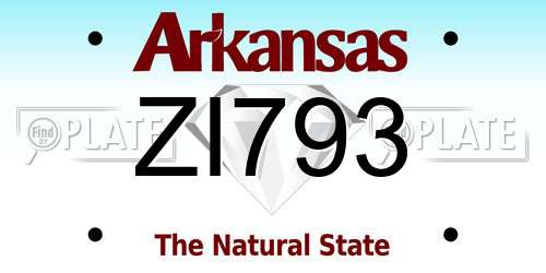 ZI793 Arkansas License Plate