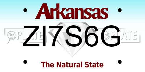 ZI7S6G Arkansas License Plate