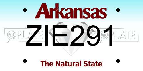 ZIE291 Arkansas License Plate