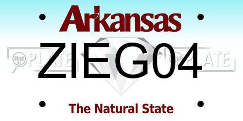 ZIEG04 Arkansas License Plate