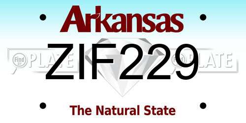 ZIF229 Arkansas License Plate