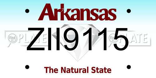 ZII9115 Arkansas License Plate