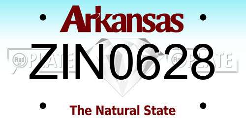 ZIN0628 Arkansas License Plate