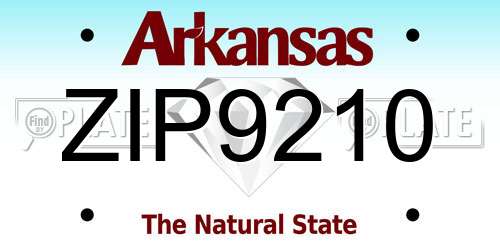 ZIP9210 Arkansas License Plate