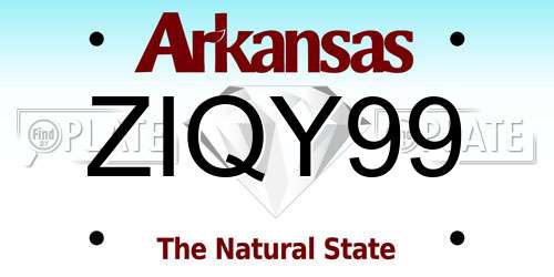 ZIQY99 Arkansas License Plate