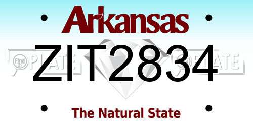 ZIT2834 Arkansas License Plate