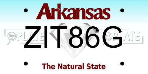ZIT86G Arkansas License Plate