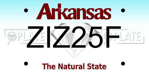 ZIZ25F Arkansas License Plate