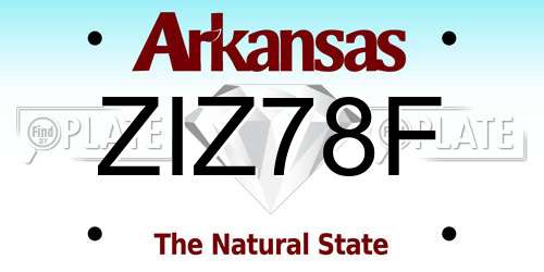 ZIZ78F Arkansas License Plate