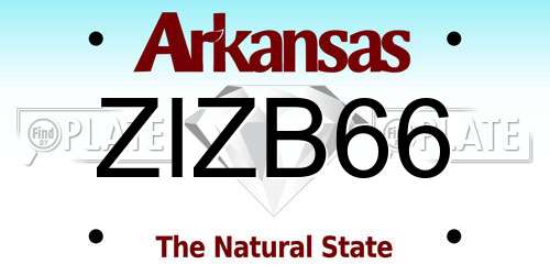 ZIZB66 Arkansas License Plate