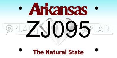 ZJ095 Arkansas License Plate