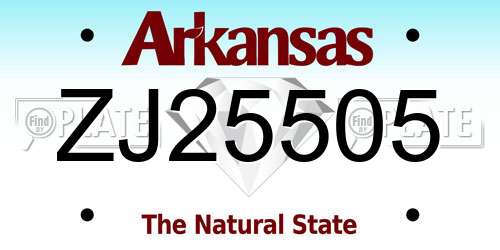 ZJ25505 Arkansas License Plate