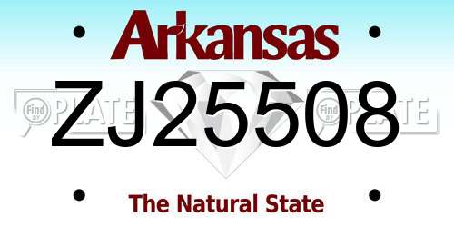 ZJ25508 Arkansas License Plate
