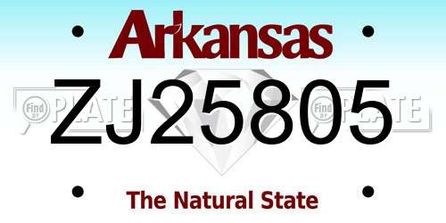 ZJ25805 Arkansas License Plate