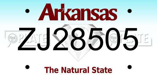ZJ28505 Arkansas License Plate