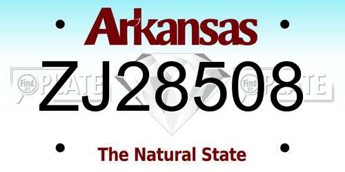 ZJ28508 Arkansas License Plate