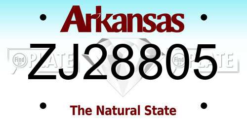 ZJ28805 Arkansas License Plate