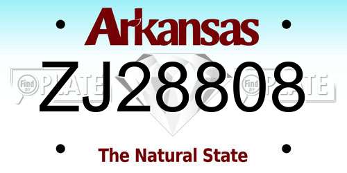 ZJ28808 Arkansas License Plate