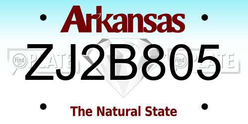 ZJ2B805 Arkansas License Plate